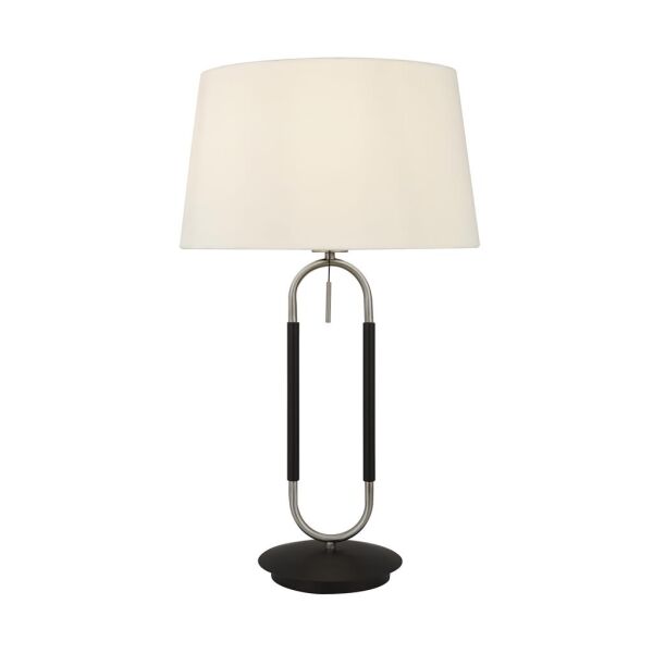 EU41431SS Jazz Lampa stołowa - satyna srebrny, czarny & biały Velvet Shade Searchlight