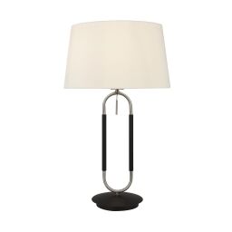 EU41431SS Jazz Lampa stołowa - satyna srebrny, czarny & biały Velvet Shade Searchlight